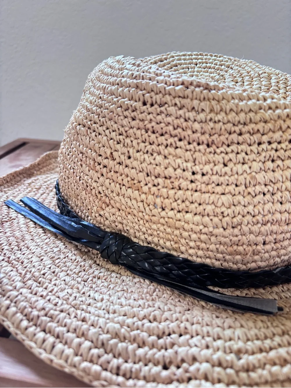 Melrose and Market Natural Straw Women’s Hat with Black Braided Band